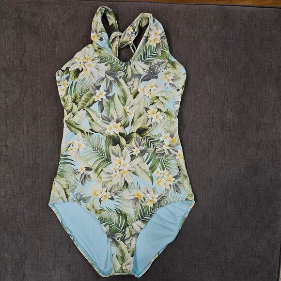 Tommy Bahama Women's Multi Paradise Fronds High Neck One Piece Swimsuit Size 14 - Picture 14 of 16